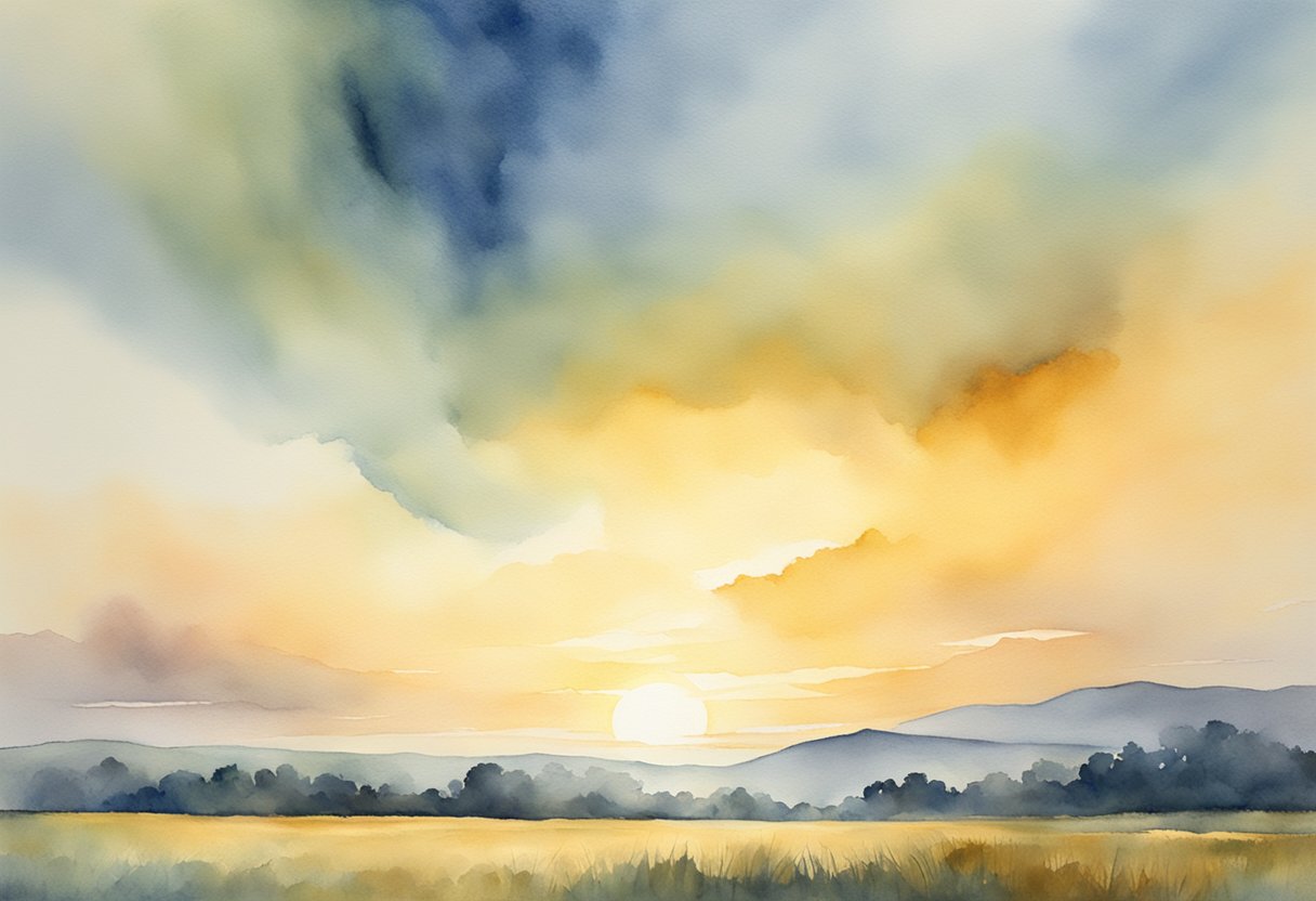 A serene, open field with a glowing, golden light emanating from a mysterious, ethereal source