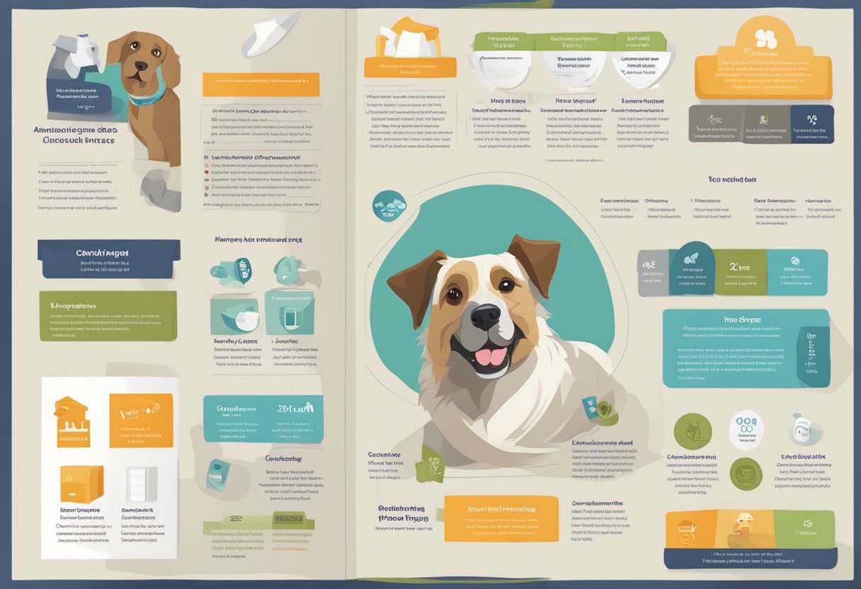 A senior dog sits beside a pet insurance guide, with options for coverage in Australia. The guide outlines how to choose the best insurance for older pets