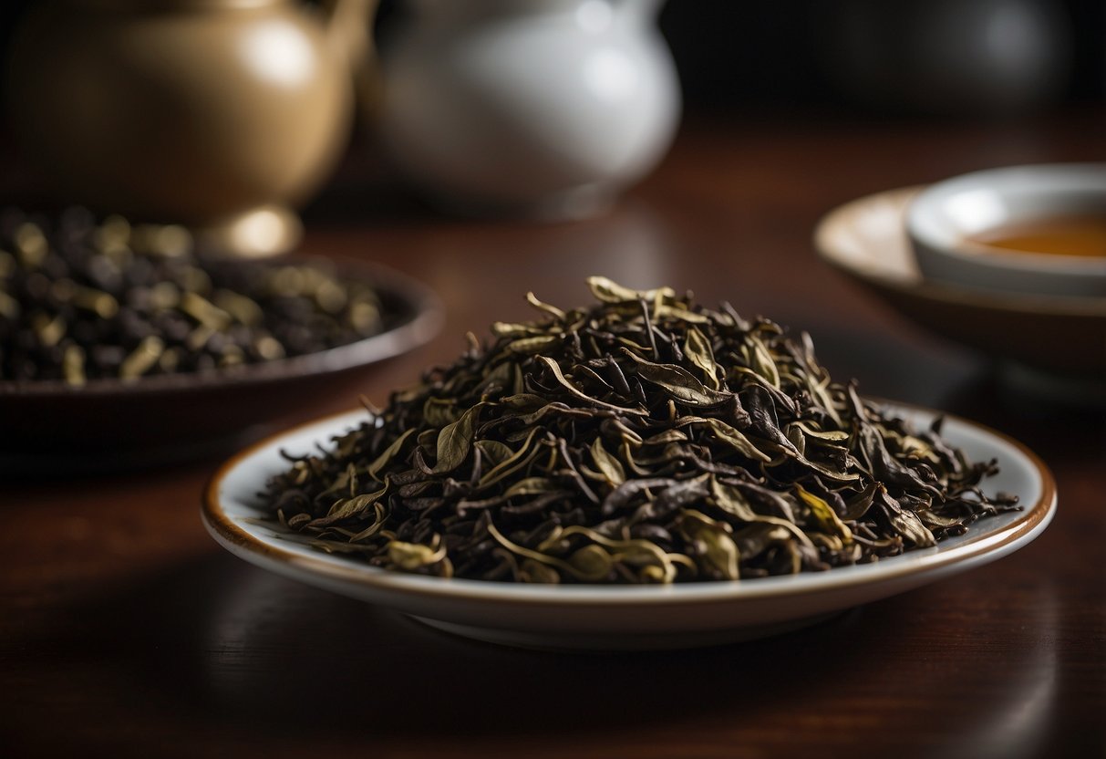 Pu erh tea leaves sit in a dark, aging room, developing rich flavors over time, while their value increases with each passing year