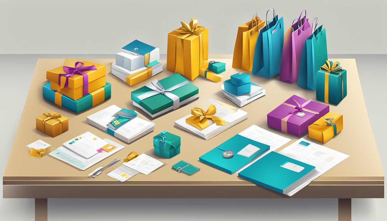 A table displaying various corporate gifts with price tags and value descriptions