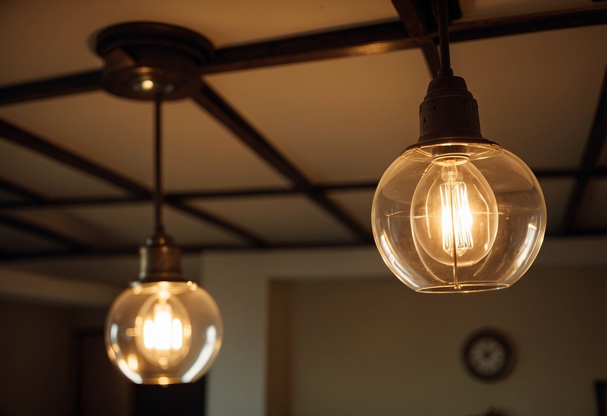 The outdated lighting fixtures hang from the ceiling, casting a dim and uninviting glow in the room. They are a clear indication of what not to fix when selling a house
