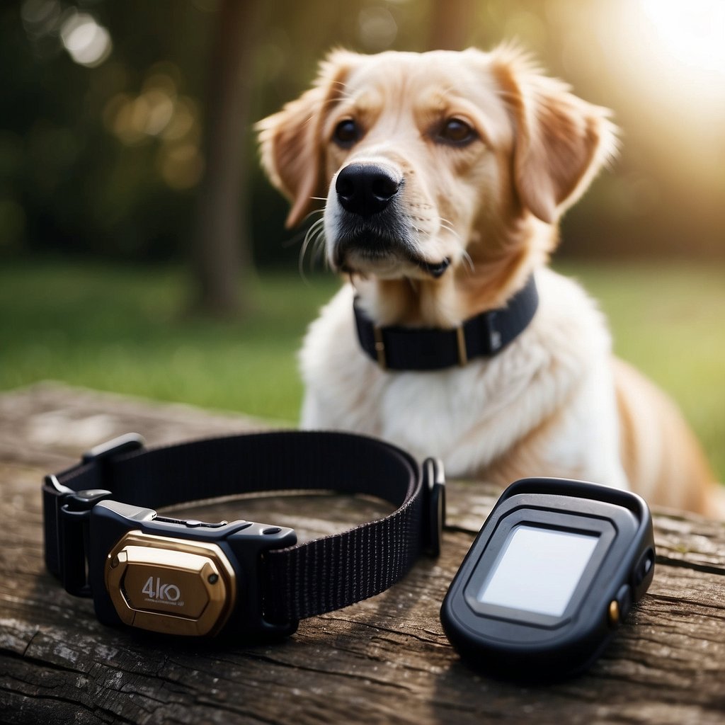 A dog's GPS collar is being inspected and maintained for safety