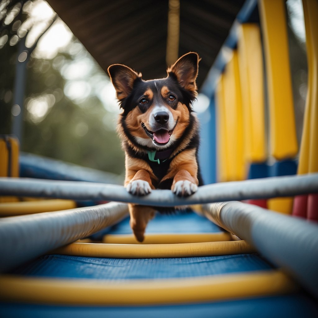 A dog and its owner conquer a challenging obstacle course together