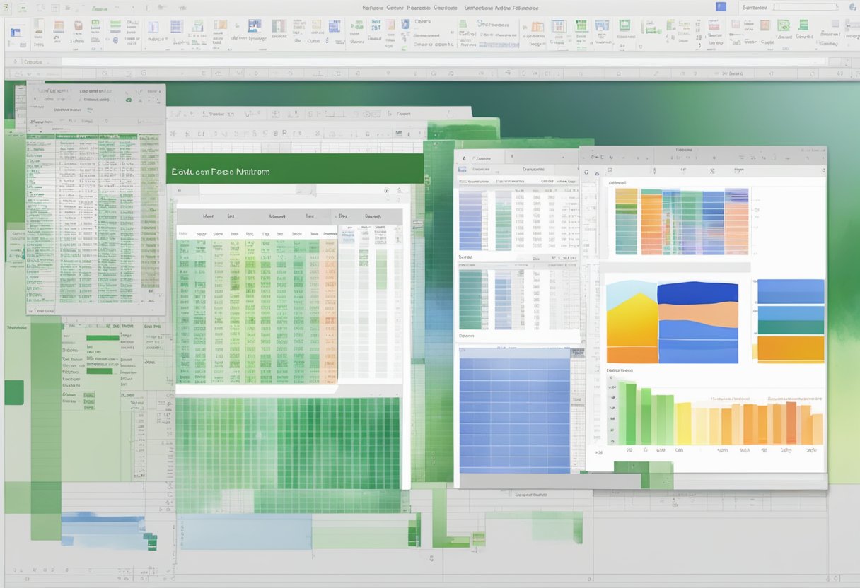 A computer screen displaying an Excel spreadsheet with the VBA Paste Special function highlighted, surrounded by various Excel toolbars and menus