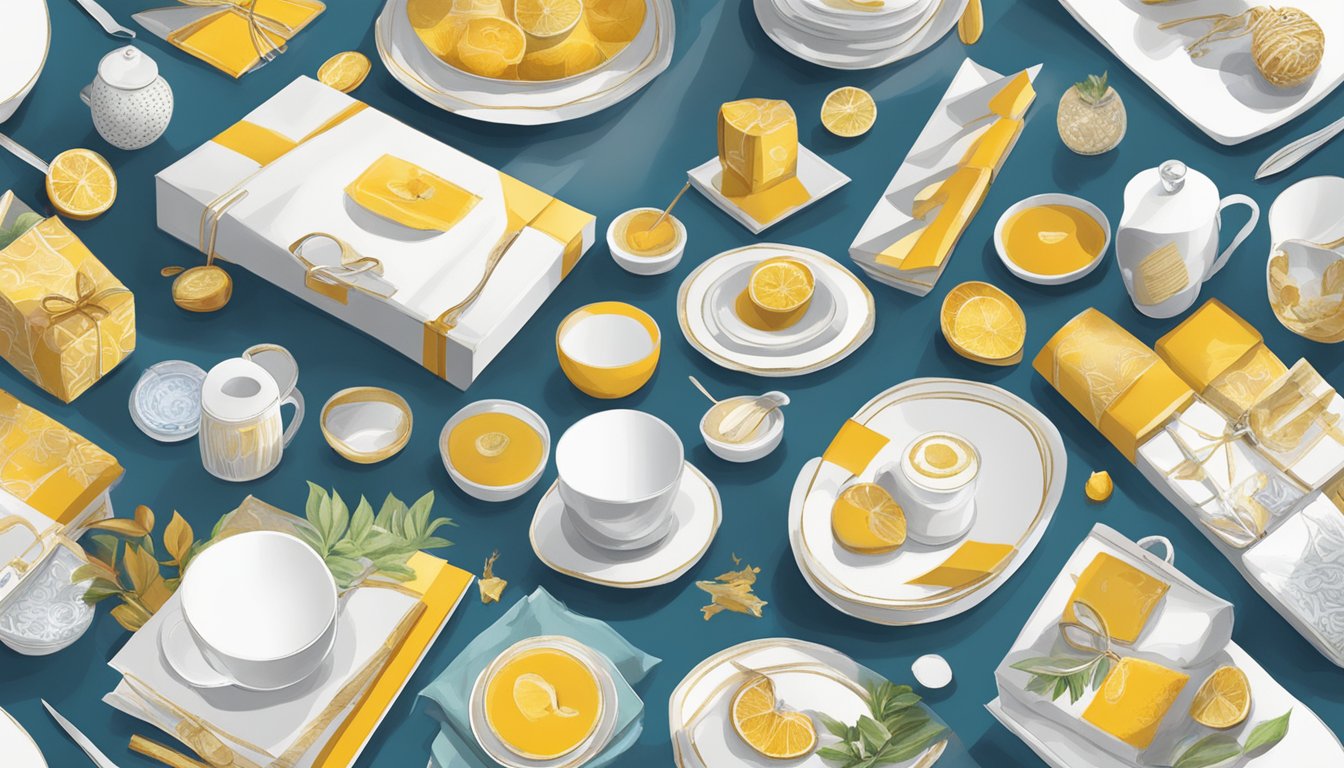 A table adorned with elegant corporate gifts and homeware items, showcasing the diverse range available in Singapore