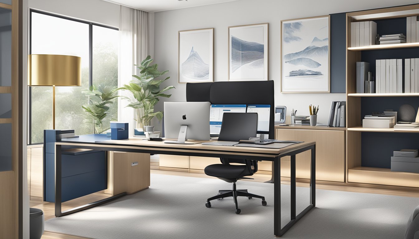 A sleek, modern office desk adorned with high-quality corporate gifts from Getha Singapore. Each item exudes expert craftsmanship and attention to detail