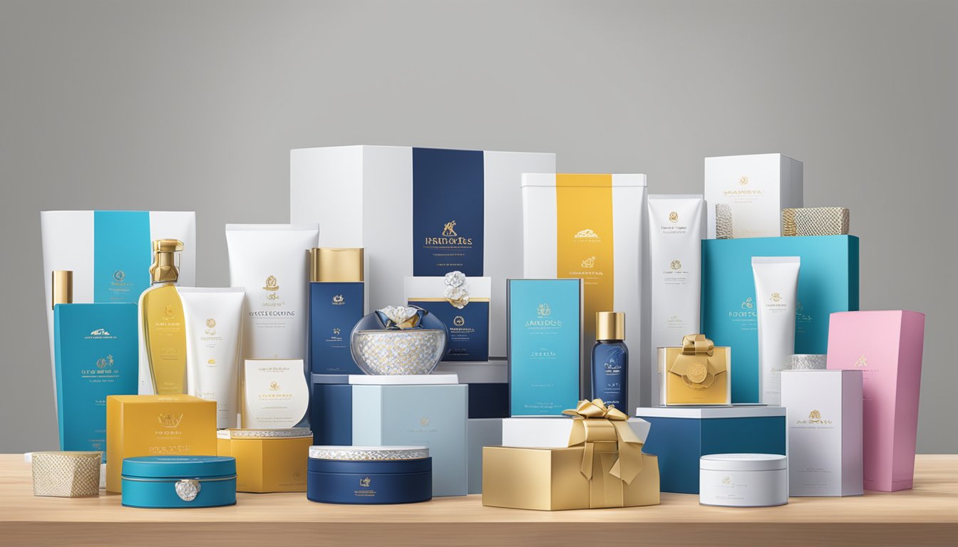 The scene features a sleek and elegant corporate gift display, showcasing high-quality and meticulously crafted products from AXTROGifts.com in Singapore