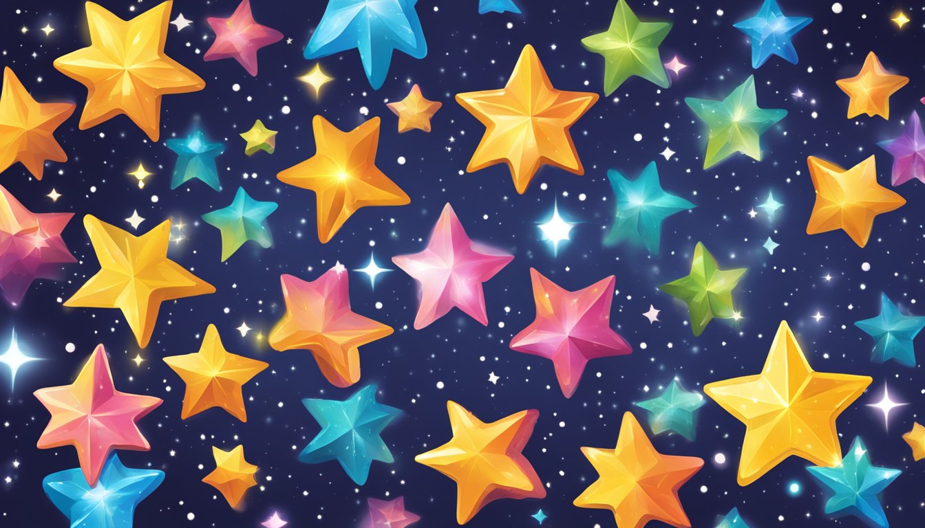 A collection of glowing stars and positive comments float above the AXTROGifts.com logo, representing customer testimonials and reviews