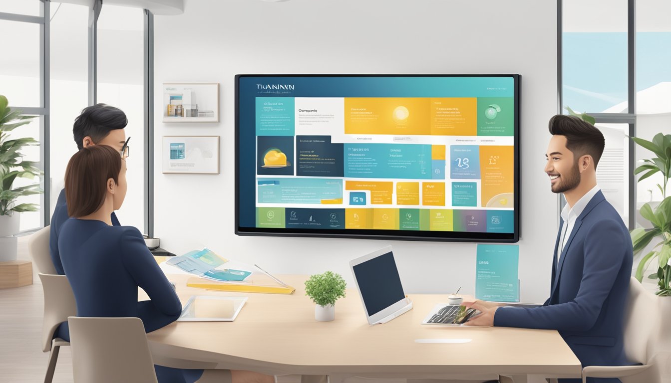 A collection of positive testimonials and reviews for Thann Corporate Gifts Singapore, displayed on a sleek and modern digital screen