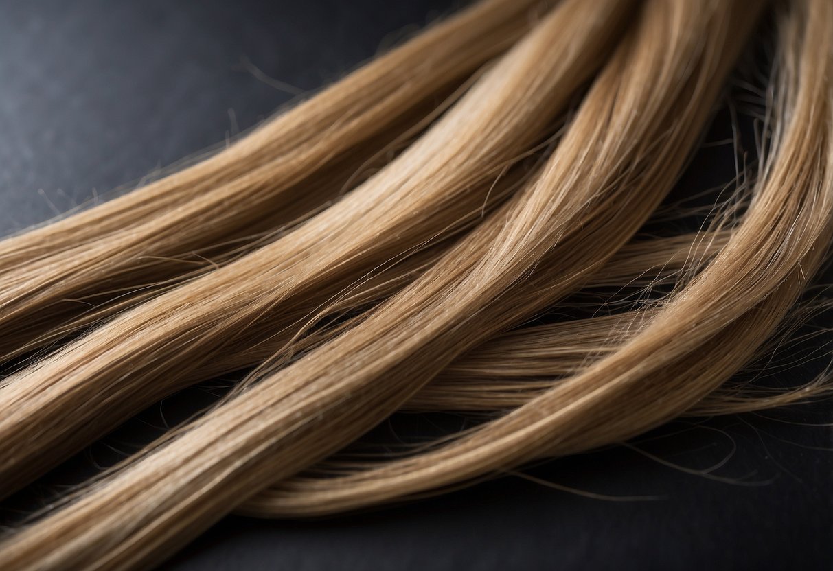 A strand of fusion hair extensions intertwines seamlessly with various hair textures, demonstrating longevity and durability