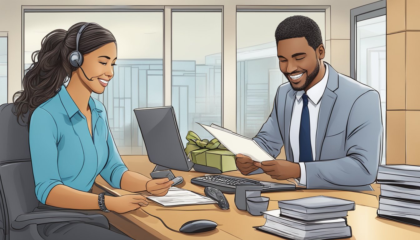 A customer service representative assists a client with corporate gift ideas at Sagana-Ideas.com