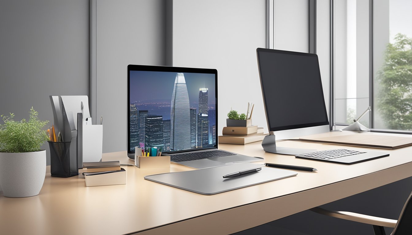 A sleek, modern corporate gift sits atop a polished desk, showcasing the quality and craftsmanship of DoorGiftSingapore.com