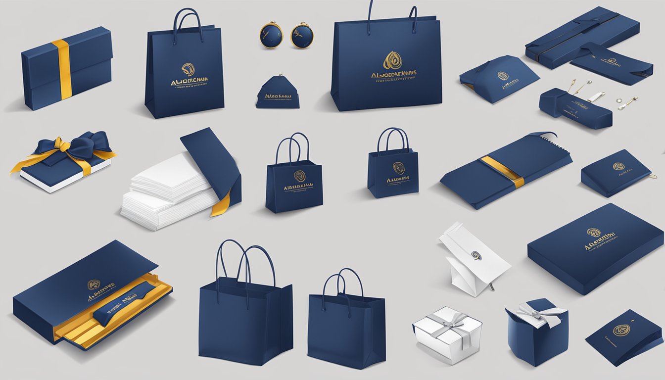 AlegantPremiums.com.sg logo displayed on a variety of high-quality corporate gifts, with price tags and value indicators visible