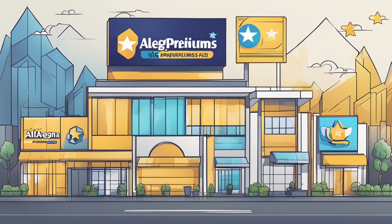 AlegantPremiums.com.sg logo displayed with 5-star ratings and positive customer quotes