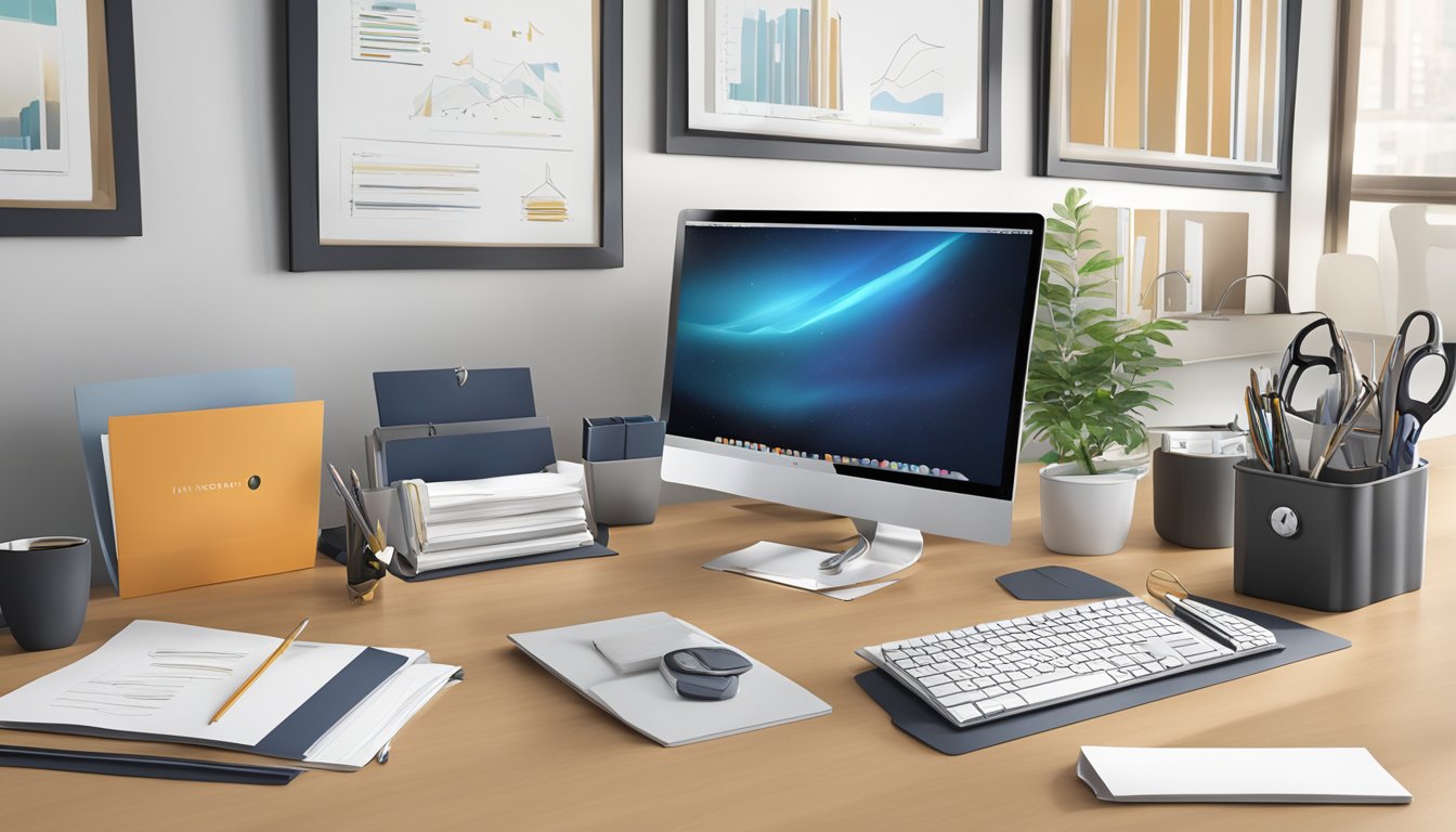 A sleek, modern office desk adorned with elegant corporate gifts from Innerfyre.Co. Each item exudes quality and craftsmanship, reflecting the company's commitment to excellence