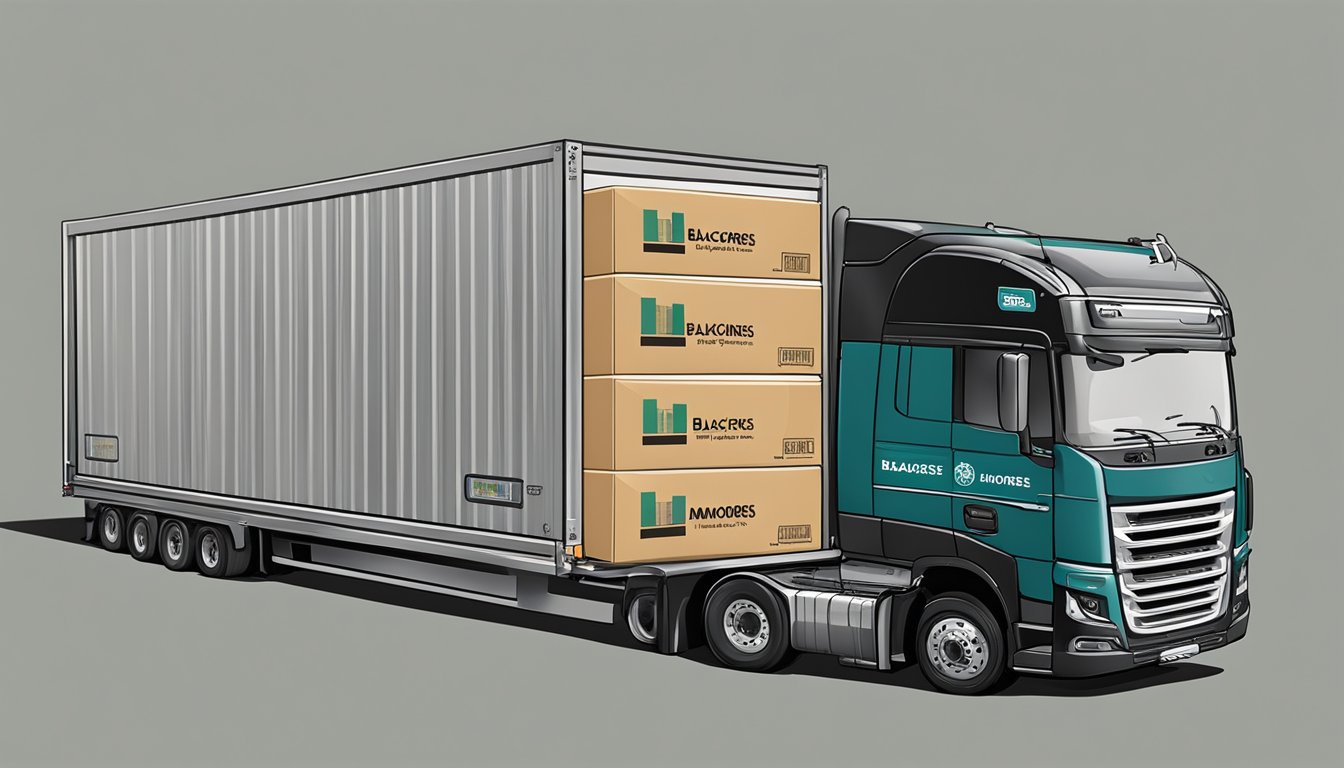 A stack of Blackmores corporate gift boxes being loaded onto a delivery truck in Singapore. The shipping labels are prominently displayed