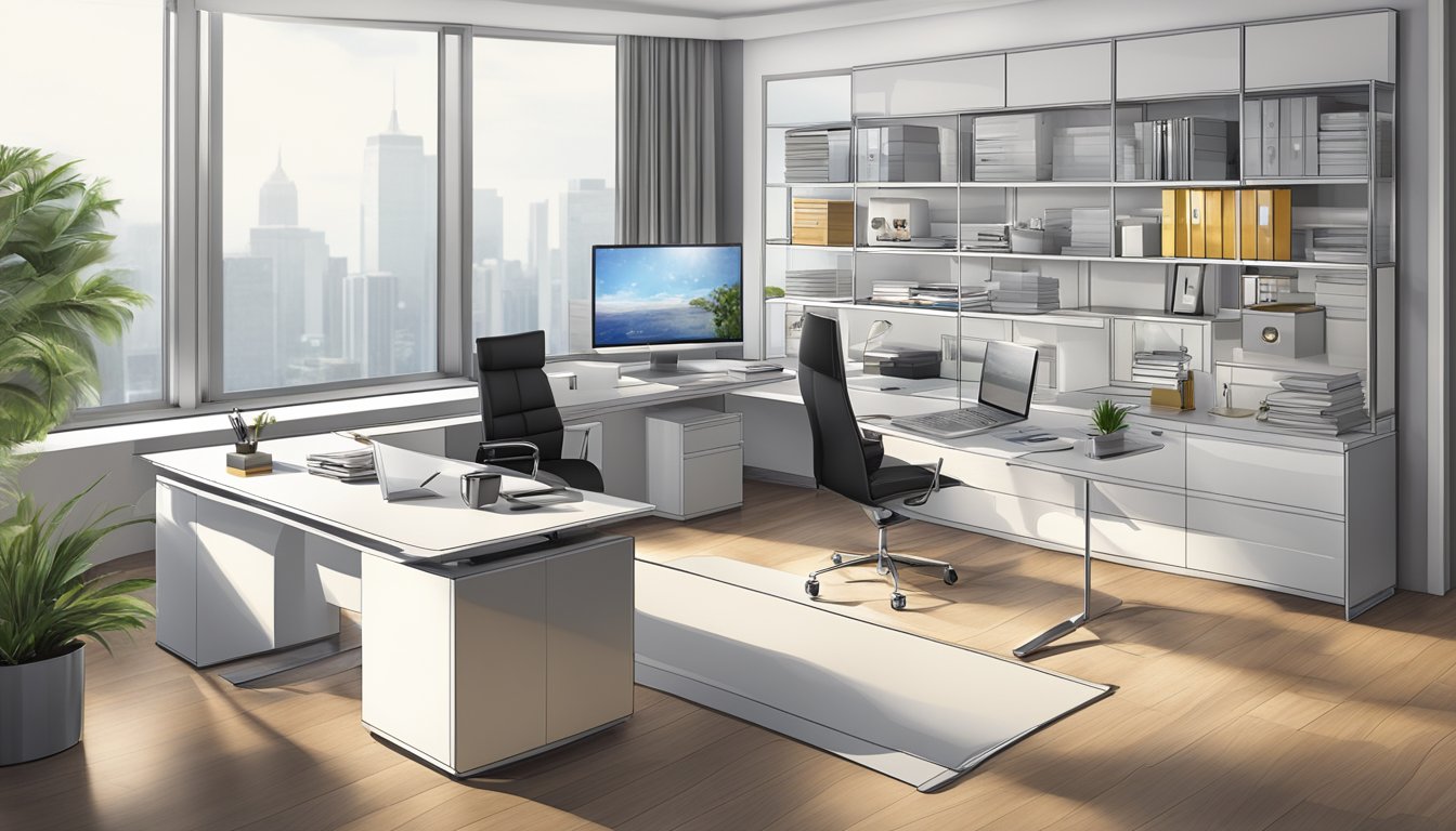 A sleek, modern office desk adorned with high-quality corporate gifts from IWantGift.com. Each item exudes exceptional craftsmanship and attention to detail, reflecting the company's commitment to providing top-tier gifts for their clients