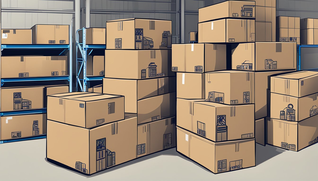 A stack of branded corporate gifts being packed into shipping boxes at Exclusively.com.sg warehouse