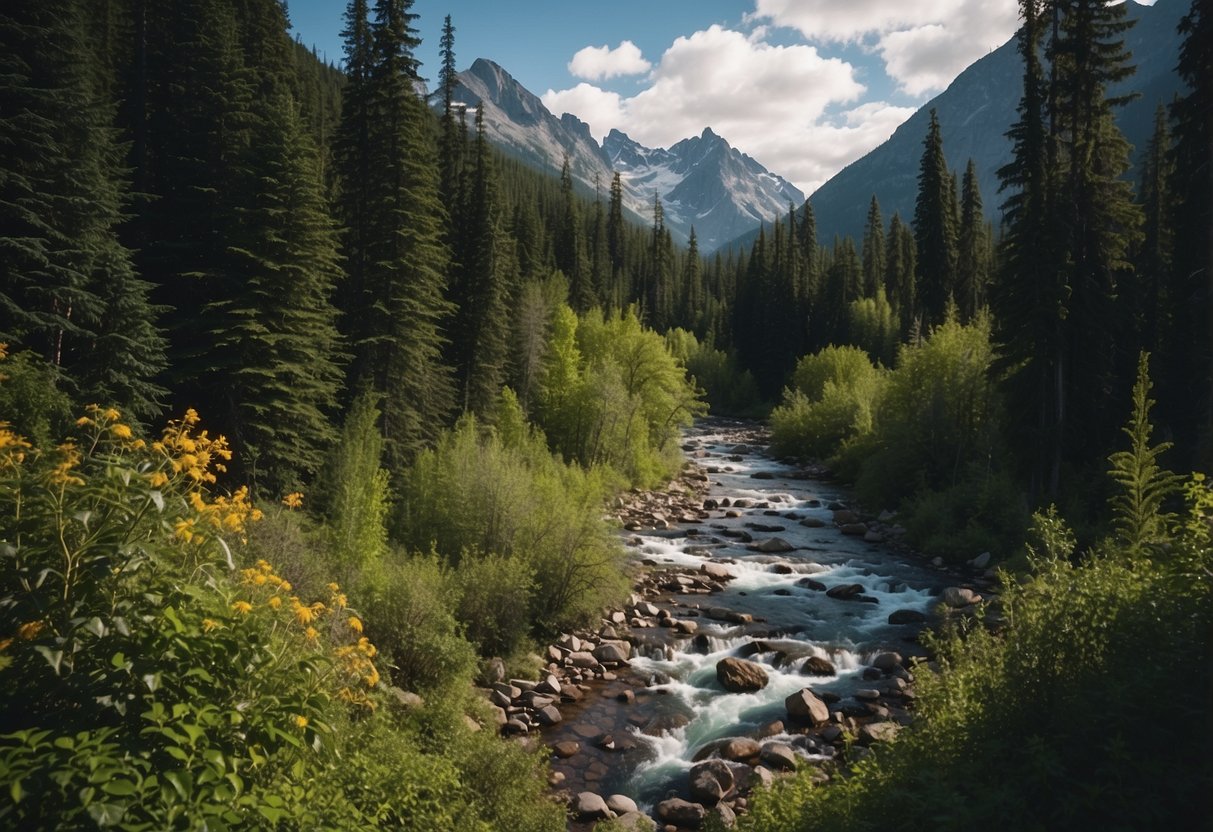 Lush forests, winding rivers, and towering mountains create the backdrop for 10 scenic bushcraft routes in Canada. The landscape is dotted with vibrant flora and fauna, offering a picturesque setting for outdoor adventure