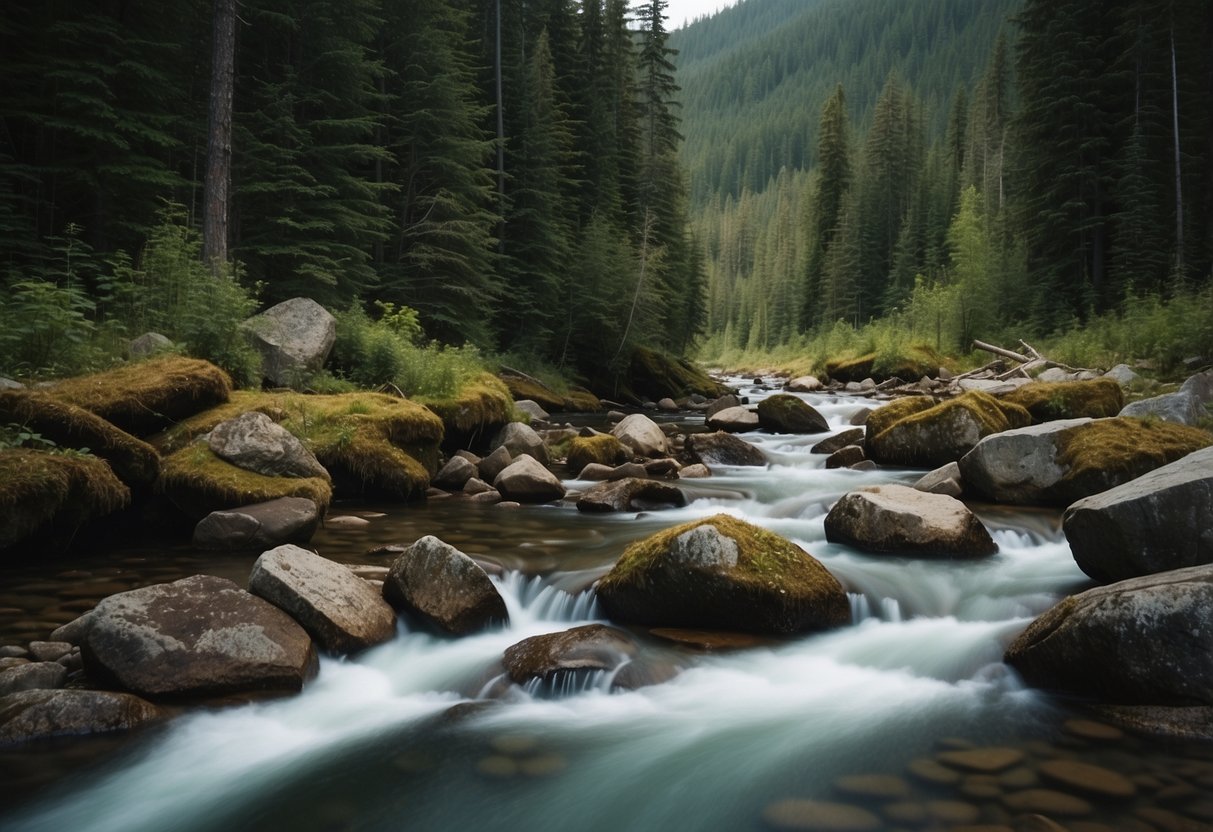 Lush forests, clear streams, and diverse wildlife along 10 scenic bushcraft routes in Canada. The impact of human presence is minimal, with a focus on preserving the natural environment