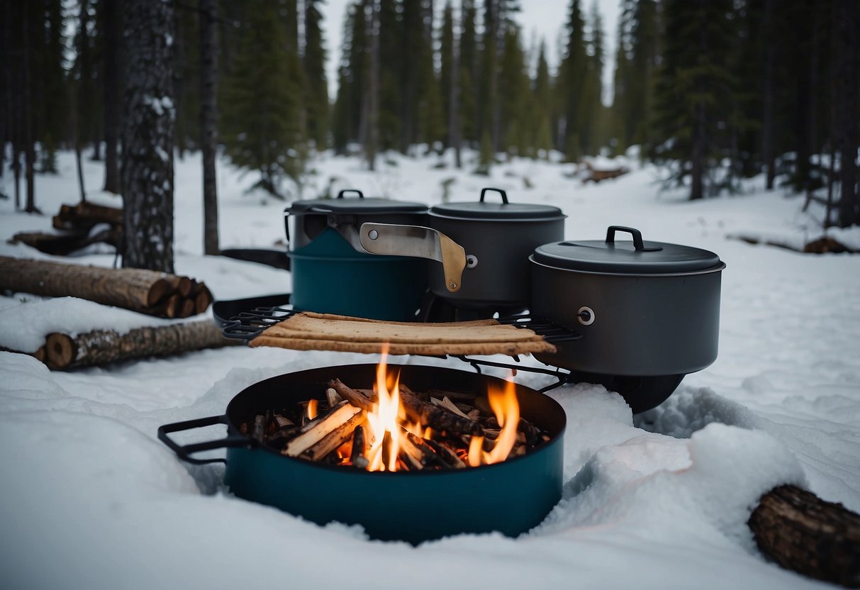 Snowshoers leave no food or trash. Bear-proof containers used. Snowshoes hung or stored away from camp. Campfire area kept tidy. Bears deterred by clean campsites