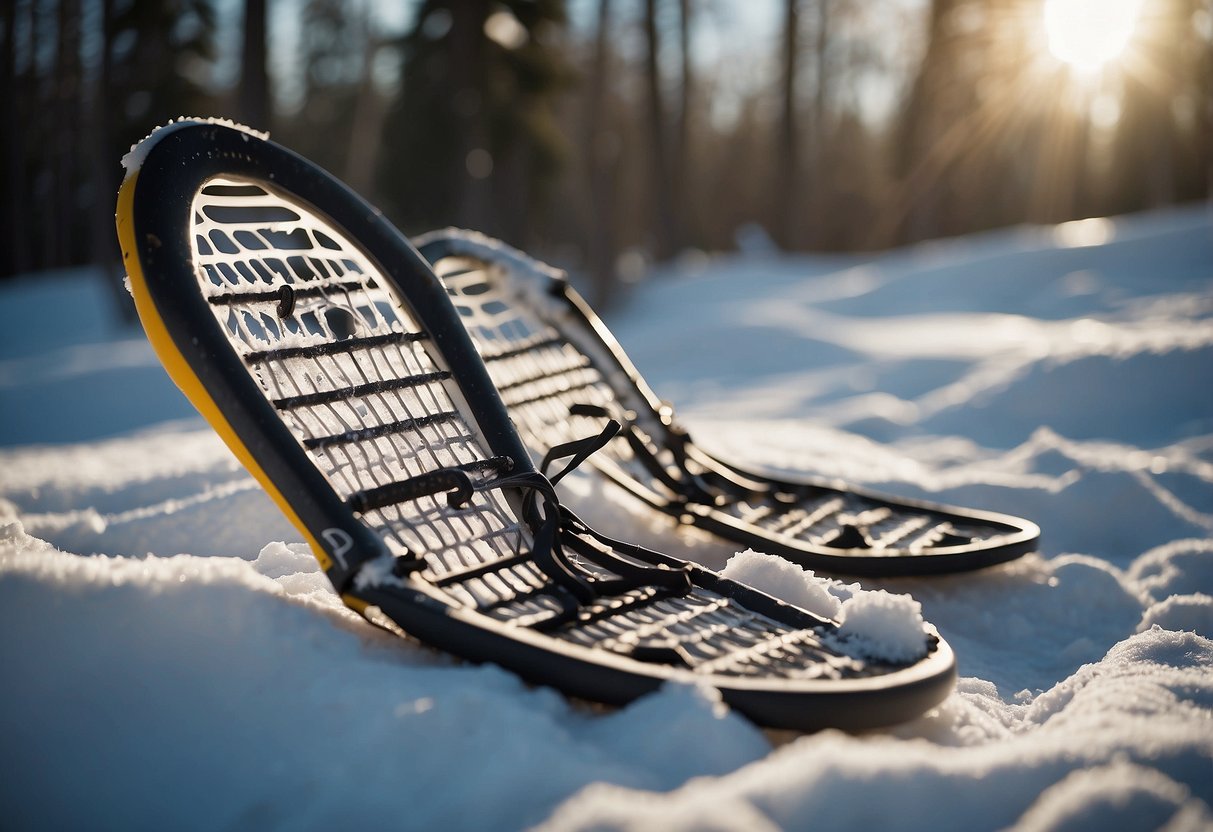 Snowshoes leave minimal impact on snow. Properly dispose of waste. Avoid trampling vegetation. Respect wildlife habitats. Minimize noise pollution. Follow designated trails