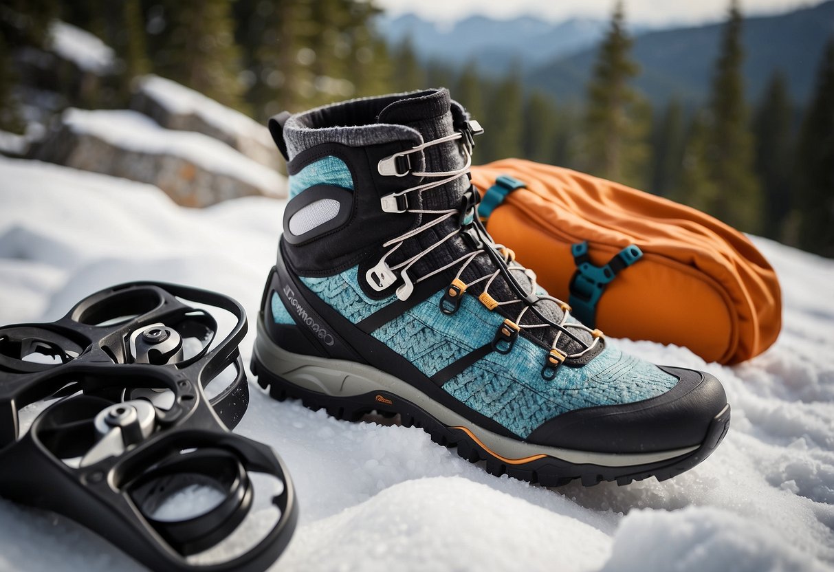 A pair of Smartwool PhD Outdoor Medium Socks lying next to 10 essential navigation tools for snowshoeing trips