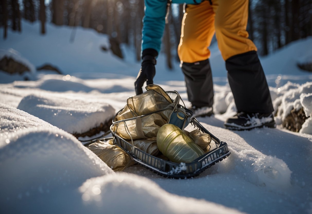 Snowshoers dispose of waste properly. Tips include packing out all trash, using biodegradable products, and minimizing waste