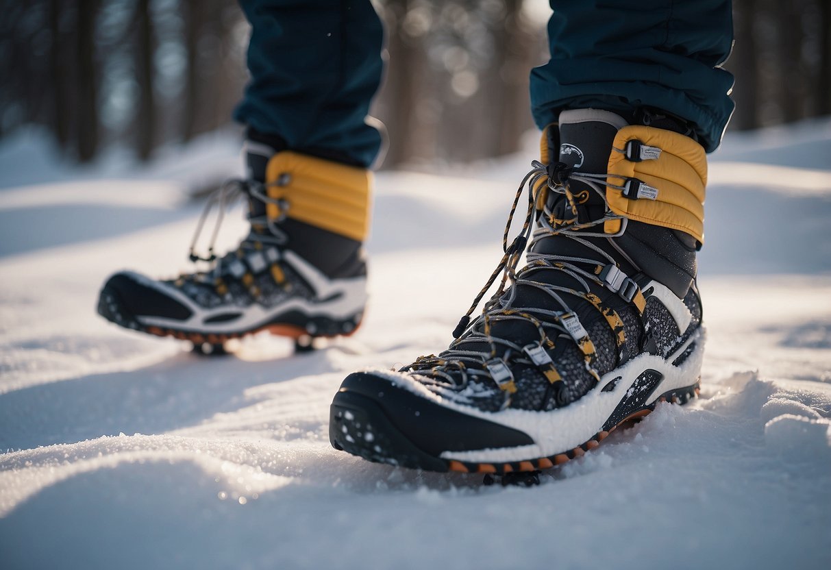 Snowshoes crunch through snow. Insects swarm around, drawn to sweat and movement. Use bug spray and wear long sleeves and pants