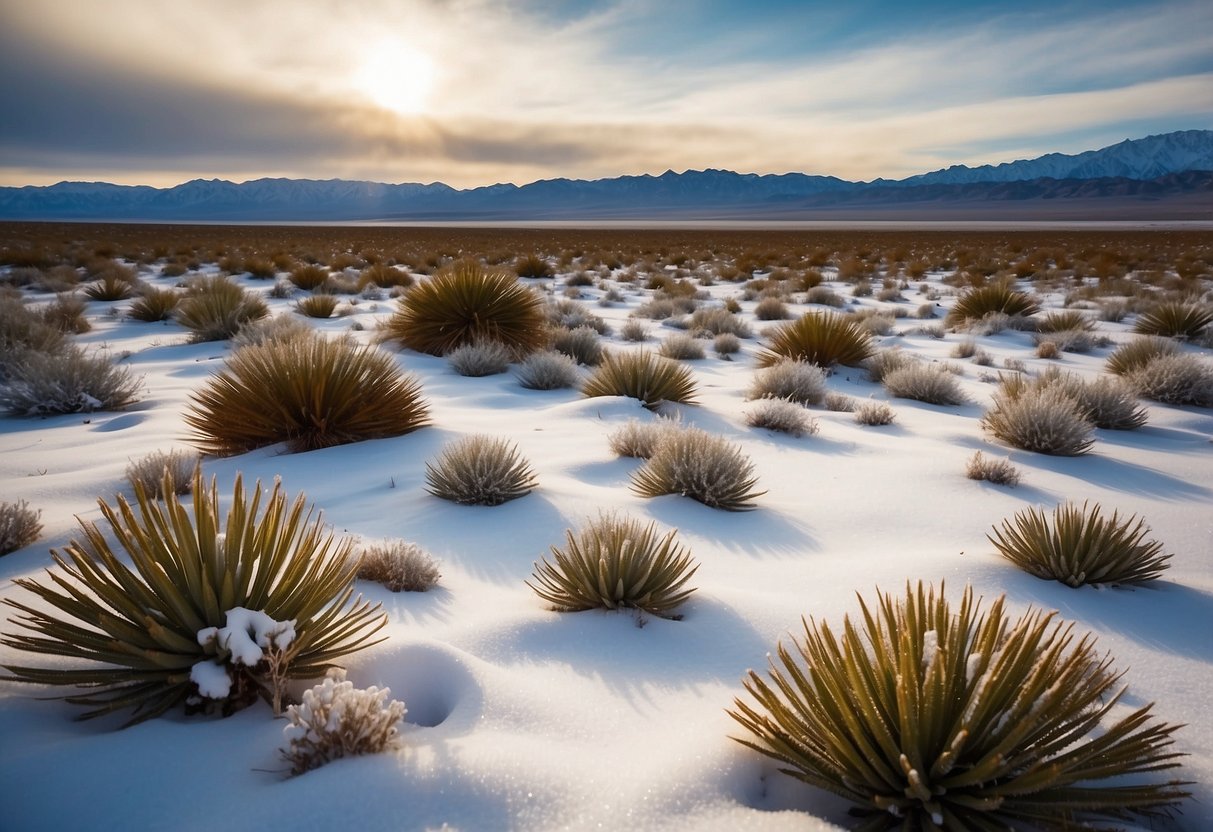 Snow-covered desert landscape in Death Valley NP, CA