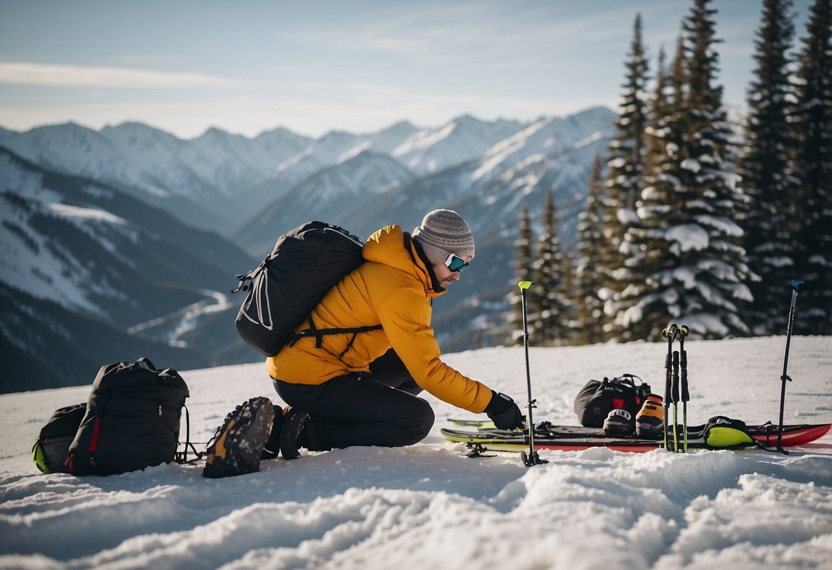 A skier carefully maps out a route, packing supplies and checking equipment for a long-distance cross country skiing trip