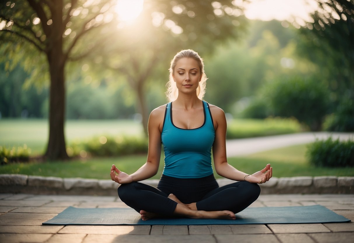 A peaceful outdoor yoga session with gentle, balanced poses to prevent injury