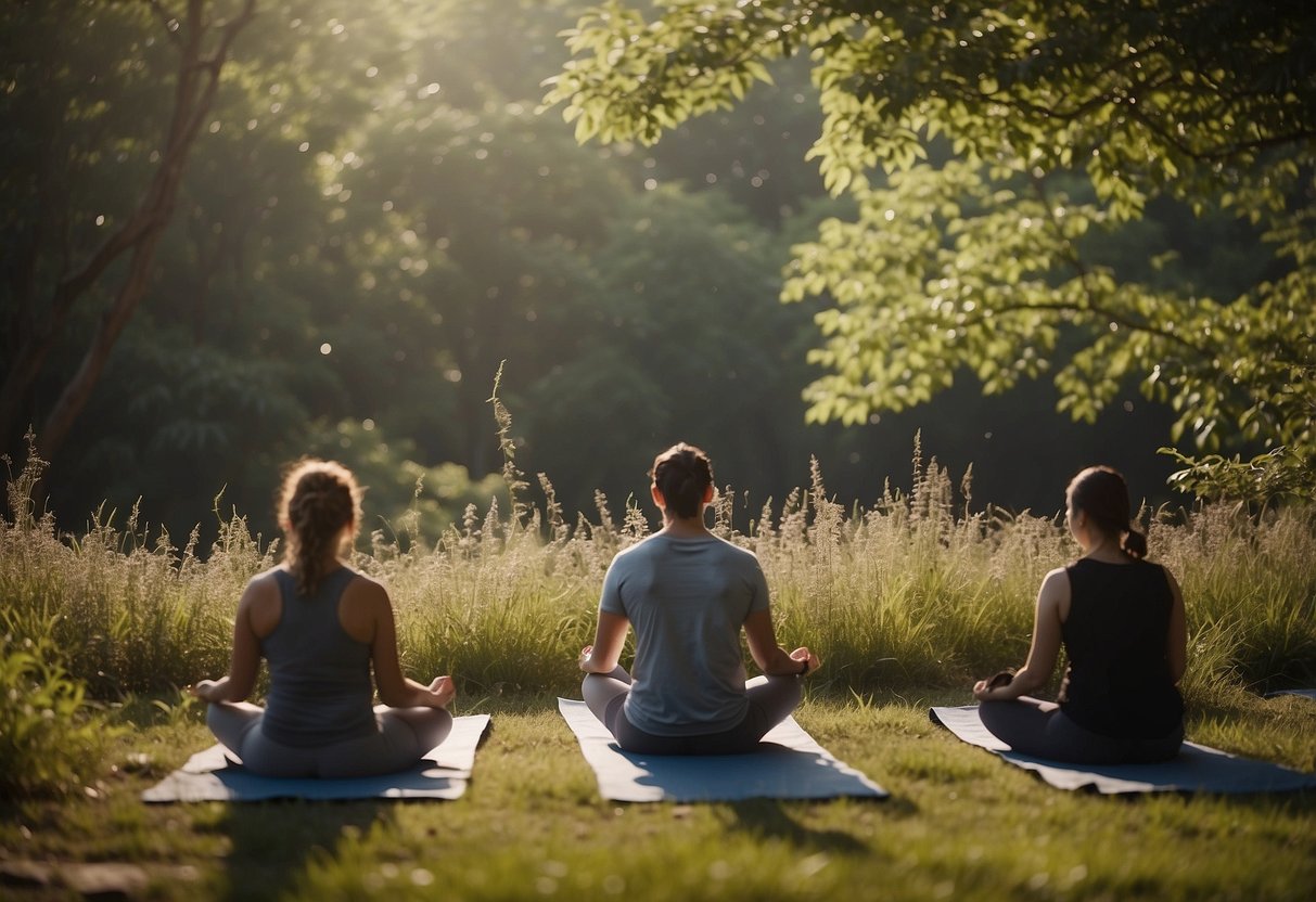 Wildlife avoids natural repellents during outdoor yoga. (23 characters)