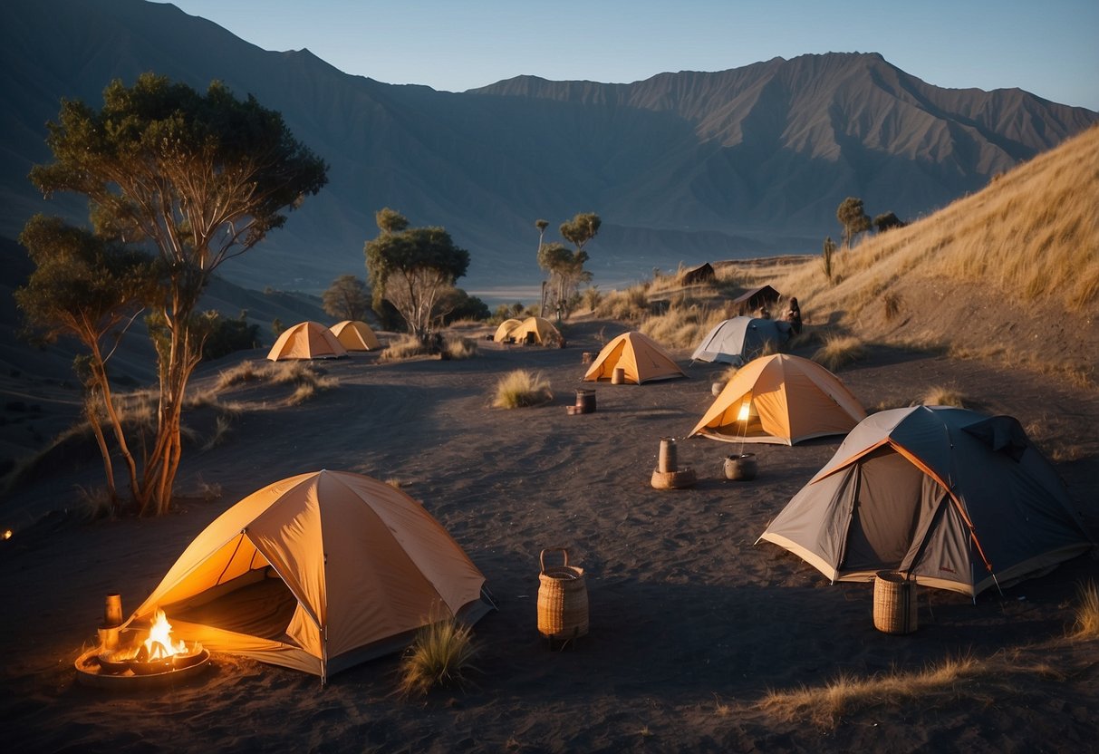 A picturesque base camp at Mount Bromo, Indonesia with scenic outdoor yoga routes in Asia