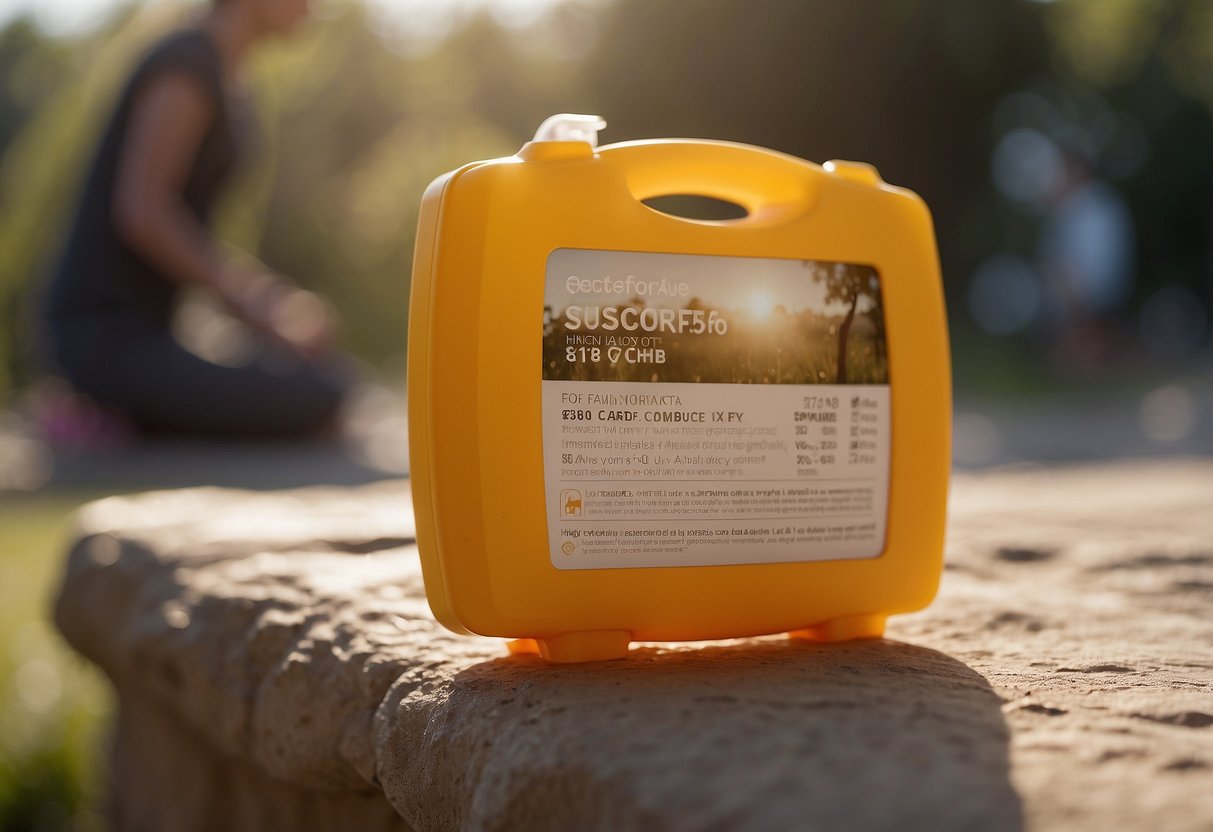 A person applies sunscreen before outdoor yoga. They carry a first aid kit and emergency contact info. They stay hydrated and alert for any potential emergencies