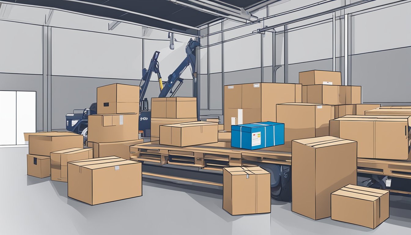 A stack of branded corporate gifts being packed into sturdy shipping boxes at the WeCarePack.sg warehouse