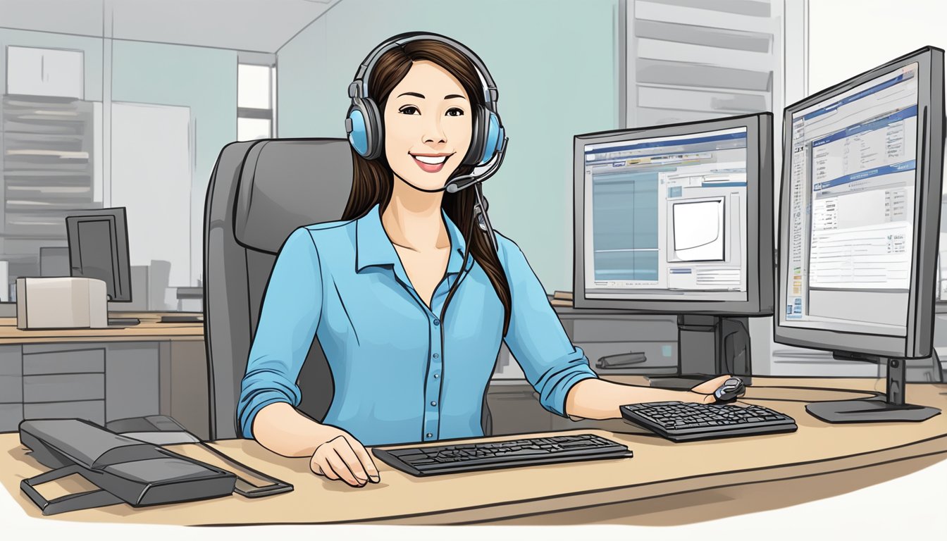 A customer service representative at TJProducts.com.sg reviews corporate gifts
