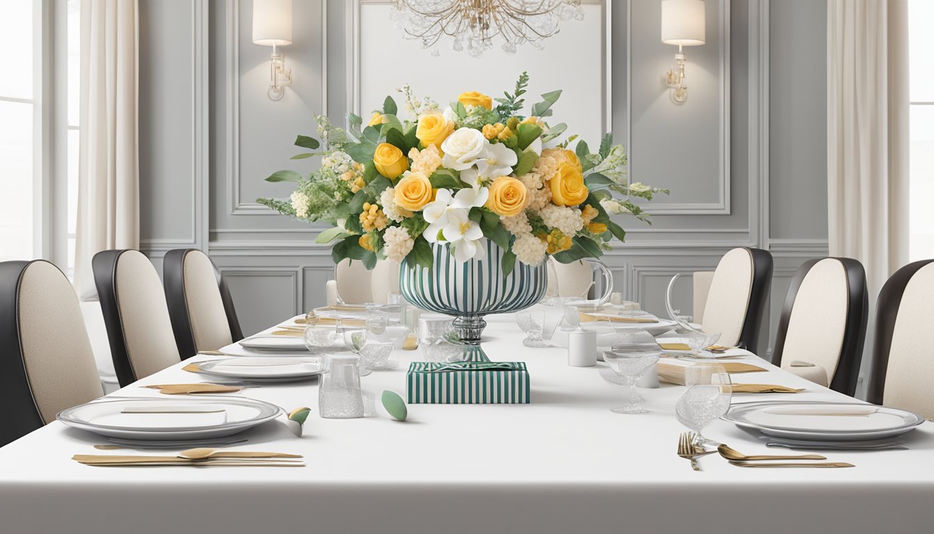 A table adorned with elegant corporate gifts, branded with the InkandPaperie.com logo, displayed against a sleek backdrop