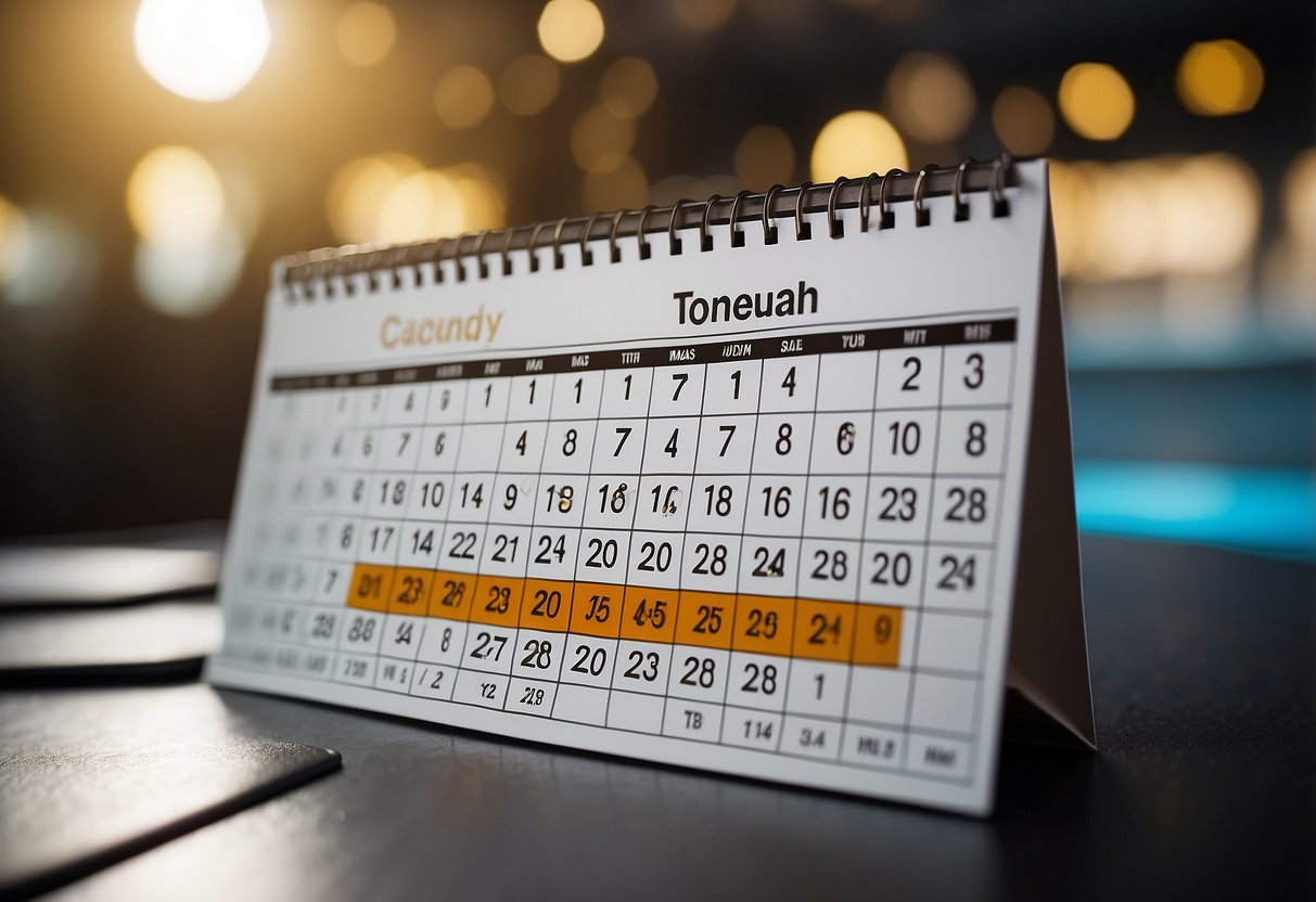 A calendar with dates marked for Toncoin token sale events