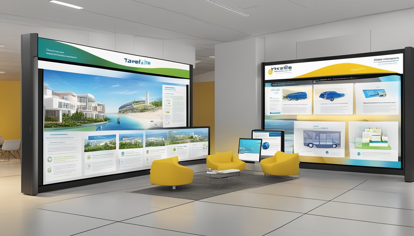 A collection of positive testimonials and reviews for TRAVELITE HOLDINGS Ltd corporate gifts displayed on a digital screen with the company logo in the background