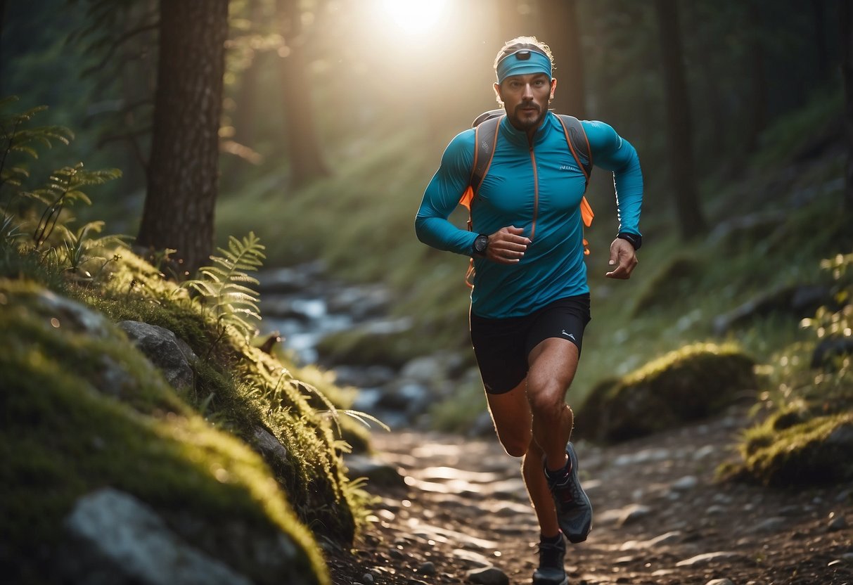 A trail runner wearing a Silva headlamp captures nature's beauty with a lightweight design