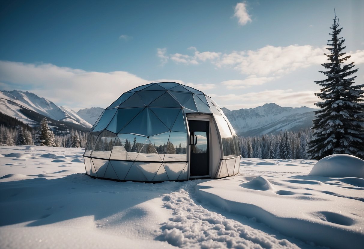 A snowy landscape with a shiny Igloo Polar Cooler surrounded by camera equipment and stunning photography backdrops