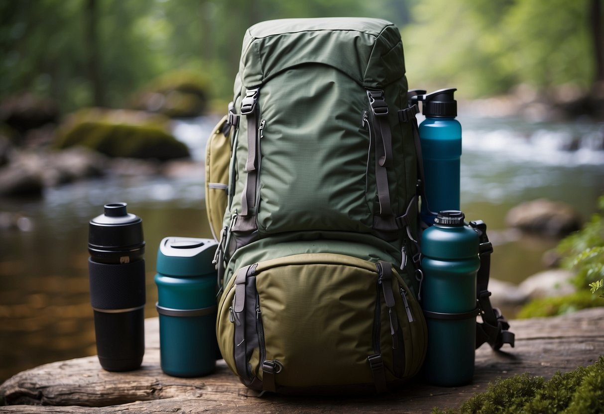 A photographer's backpack with 5 hydration systems, surrounded by nature and wildlife