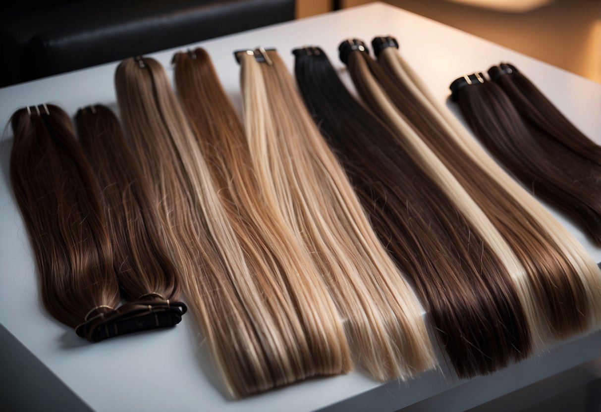 A table with various hair extension options and customizable features, surrounded by text debunking common myths about hair extensions