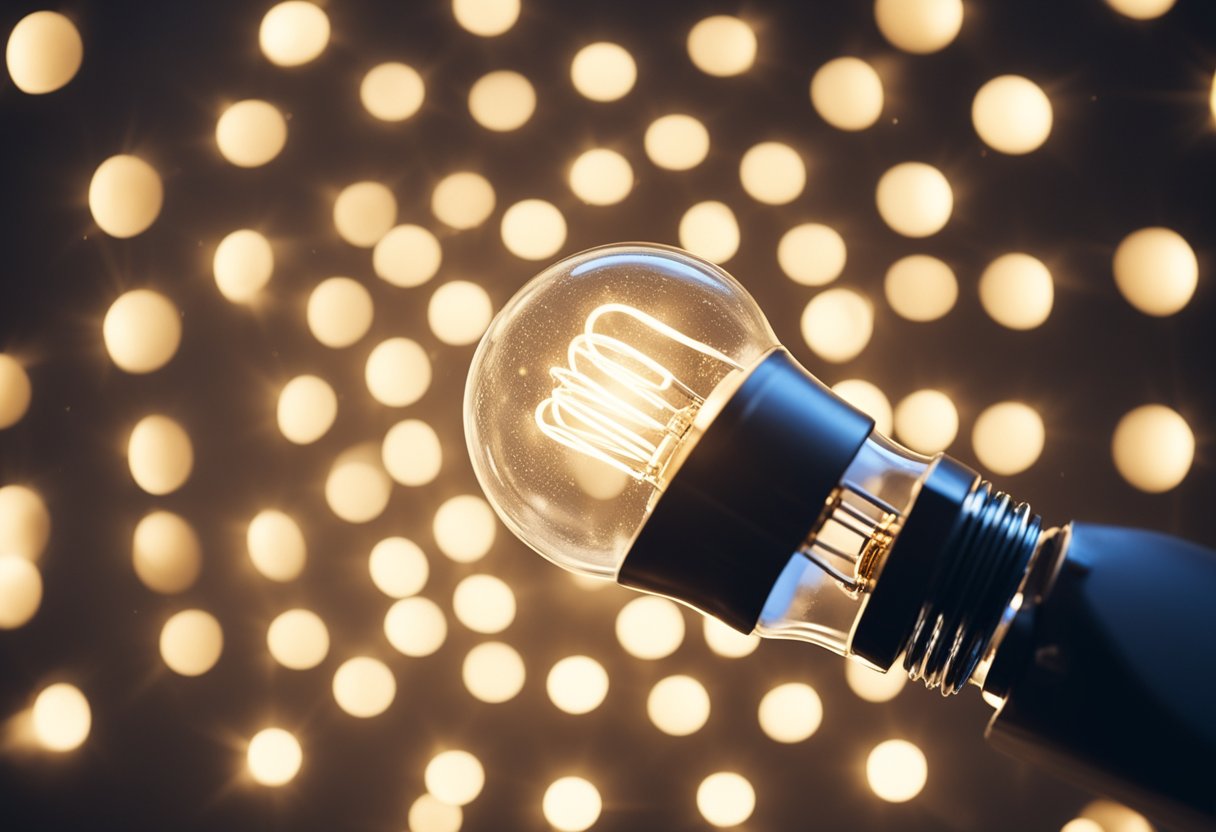 A light bulb emits a popping noise, with small sparks flying out