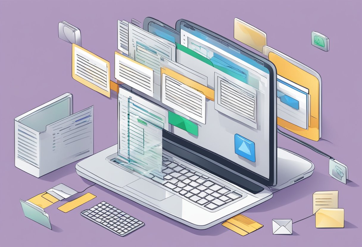 A computer screen with an email extractor tool open, showing the process of selecting and extracting emails from an online source