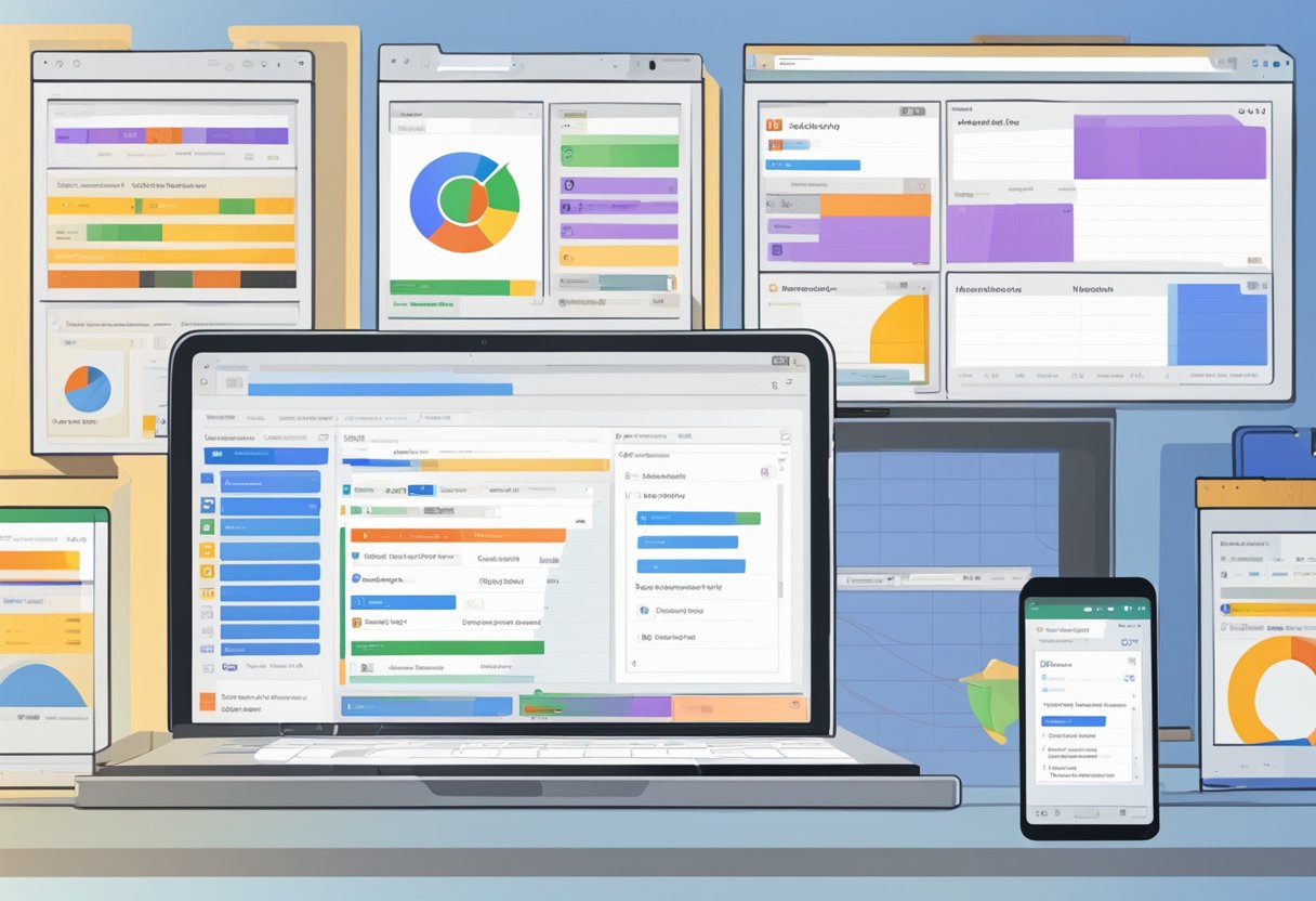 A computer screen displaying a chrome browser with a scheduler and automation extension open, with various tabs and settings visible