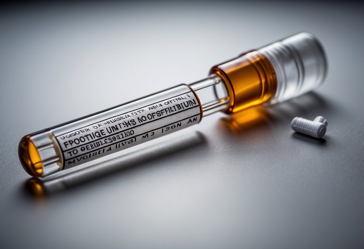 A vial of Masteron sits on a clean, white surface. A syringe and needle are nearby, ready for use. The label on the vial is clear and legible, indicating the dosage and instructions for use