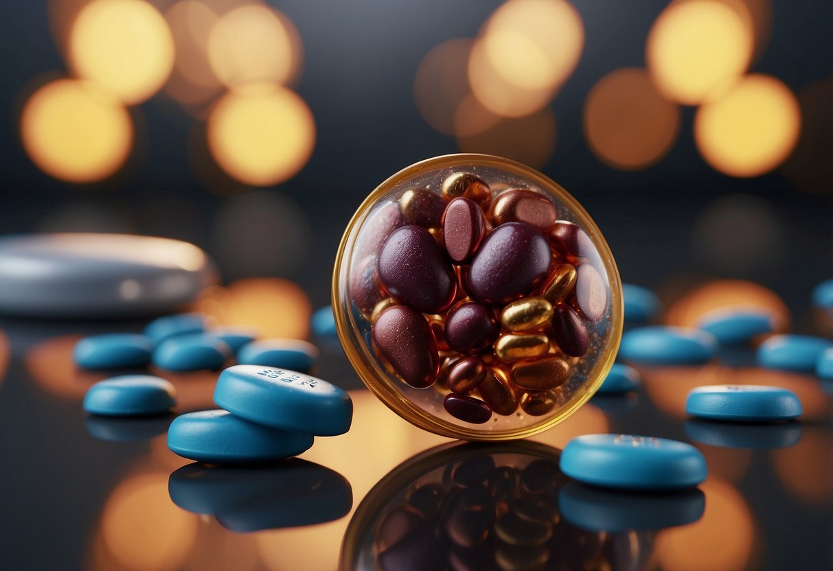A liver surrounded by protective shields, with oral steroid pills bouncing off its surface. A barrier of healthy cells defends against any potential damage