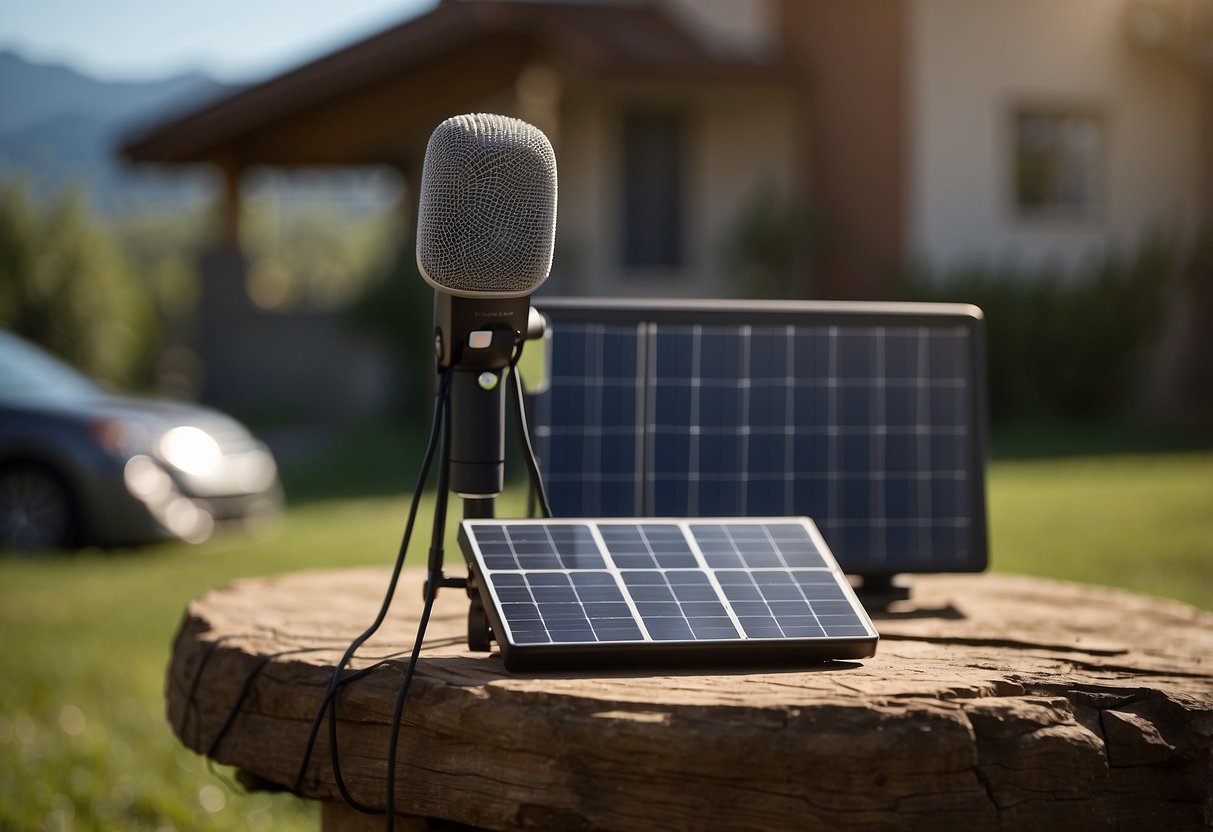 A solar panel installation expert speaks into a microphone, while an AI voice agent processes and qualifies leads in real-time